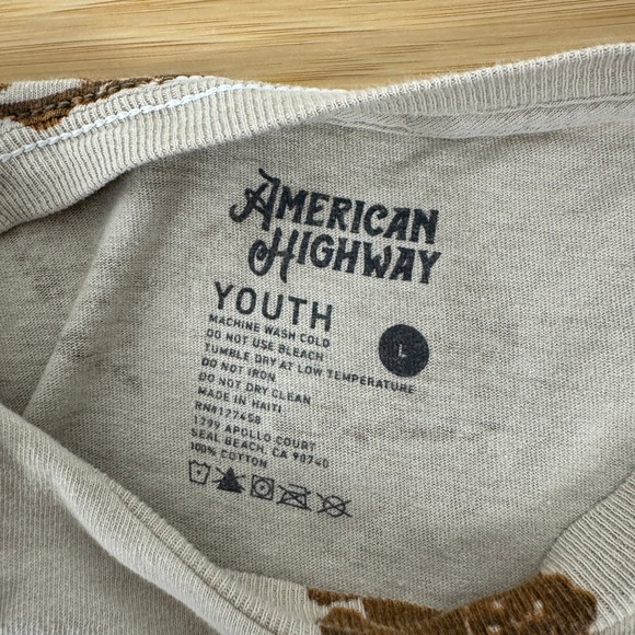 American Highway Wild West Cow Print Oversized T Shirt Youth Size L Western Chic - Picture 4 of 10